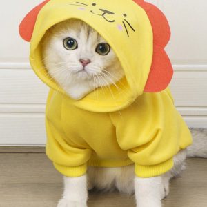 1pc Lion Style Costume Hoodie For Dogs Cats Outdoor Wear Yellow