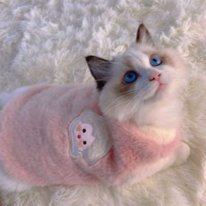 Factory Direct Pet Clothes, Cat Clothes, Autumn/Winter Cat Vest, Warm & Cute Plush Cat Outfit Pink