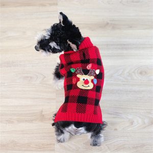 Dog Christmas Sweaters, Sleeveless Pullover Knitwear, Fall Winter Warm Puppy Ugly Sweater, New Year Holiday Red Reindeer Dog Clothes