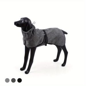 1pc PawPals Water-Resistant Softshell Dog Coat, High Neckline Pet Vest for Cold Weather, Comfortable Fabric Outdoor Gear for Spring & Autumn, Size M - Deep Gray