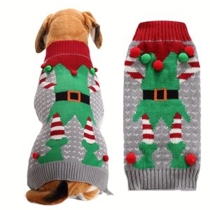 Dog Christmas Sweater, Clowns Xmas Pet Clothes, Holiday Puppy Costume, New Year Gifts For Small Medium Large Dogs Outfits