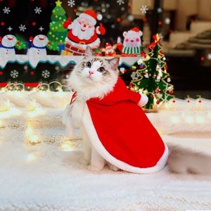 1pc Winter Warm Pet Costume - Santa Suit with Cape and Scarf for Small Dogs and Cats, Polyester Woven Christmas Dress-Up Outfit, Festive Holiday Pet Accessories for Mini & Toy Breeds